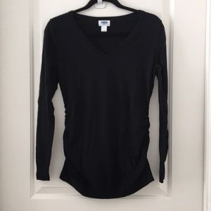 Black Maternity V-Neck Sweater
